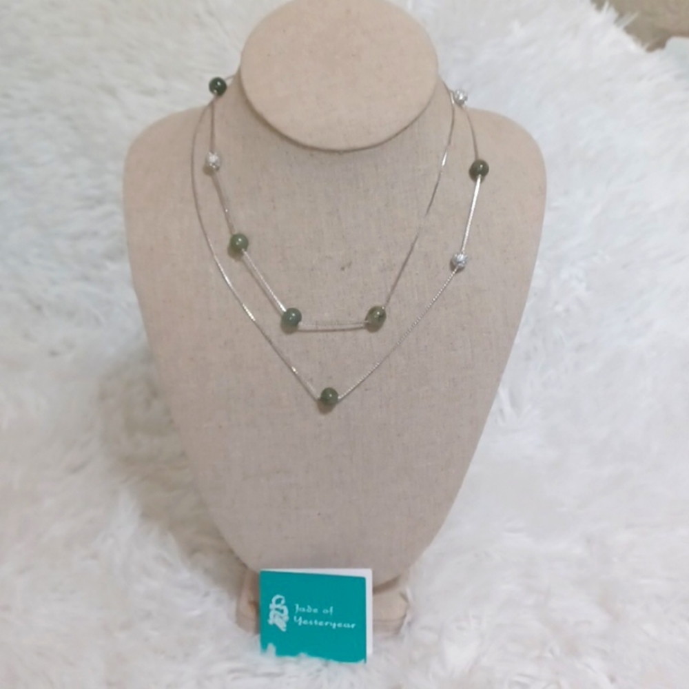 Jade of Yesteryear Jade and Silver Necklace NEW